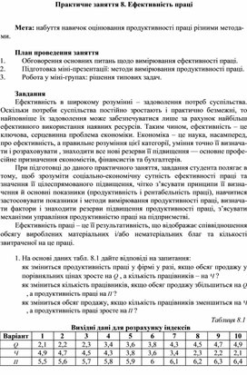 Обложка для материала Практичне заняття 8. Ефективність праці