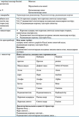 Обложка для материала 9.6.2.6 ядролық ыдырау мен ядролық синтезді салыстыру;