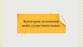 Обложка для материала Презентация по теме "Категория склонения имён существительных. Разносклоняемые существительные"
