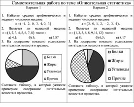 Обложка для материала Самостоятельная работа по теме «Описательная статистика»