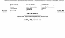 Обложка для материала Годовой план работы учителя-наставника