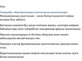 Обложка для материала Функционалдық сауаттылықты қалыптастыру