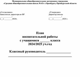 План воспитательной работы (шаблон)