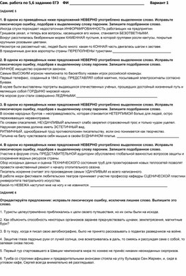 Обложка для материала 5,6 задания ЕГЭ по русскому языку ( 2 варианта)