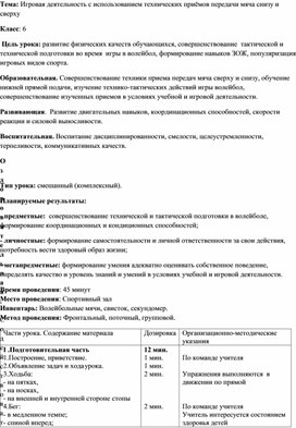 Обложка для материала Волейбол 6 класс