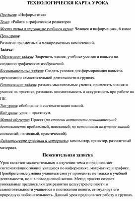 Обложка для материала ТЕХНОЛОГИЧЕСКАЯ КАРТА УРОКА