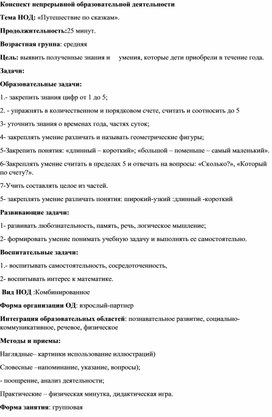 Обложка для материала Тема НОД: «Путешествие по сказкам».