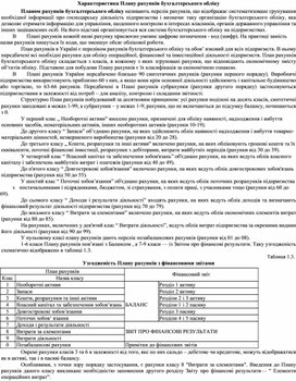 Обложка для материала Характеристика Плану рахунків бухгалтерського обліку