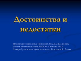 Внеурочное занятие "Достоинства и недостатки"