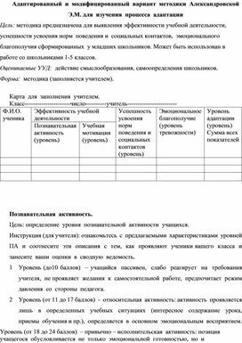 Адаптированный  и  модифицированный  вариант  методики  Александровской Э