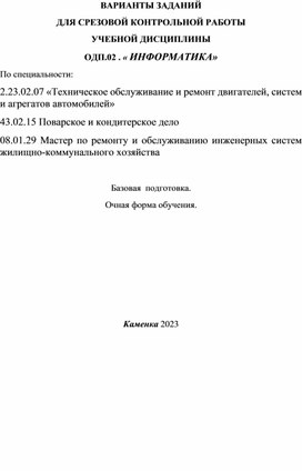 Обложка для материала Срез знаний по информатике