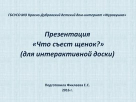 Презентация  «Что съест щенок?» (для интерактивной доски).