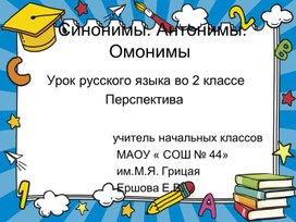 Синонимы. Антонимы. Омонимы