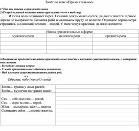 Обложка для материала Зачёт по теме "Прилагательное", 3 класс