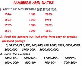 Numbers and Dates