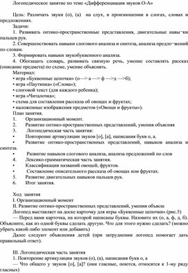 Обложка для материала Логопедическое занятие по теме «Дифференциация звуков О-А»