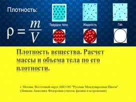 Плотность вещества. Расчет массы и объема тела по его плотности.