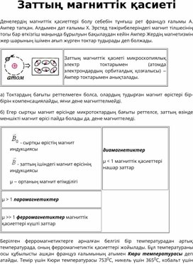 Обложка для материала заттың магниттік қасиеттері конспект