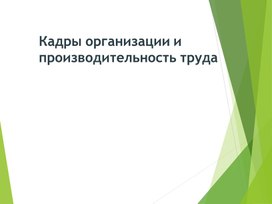 Наглядный материал по дисциплине "Экономика организации" для проведения занятия по теме "Кадры организации и производительность труда"