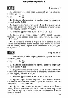 Контрольная работа 8 по математике ( 6 класс)