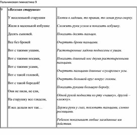 Пальчиковая гимнастика № 9