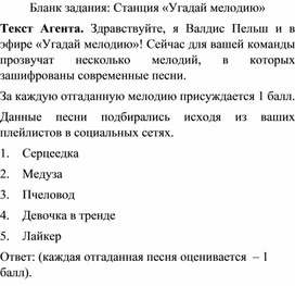 Обложка для материала Бланк заданий Угадай мелодию к квесту Ура!!! Каникулы!!!