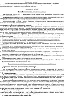 Обложка для материала Использование лицензионного и свободно распространяемых программных продуктов