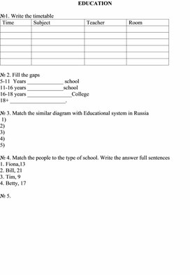 Задание по английскому языку по теме "Education"