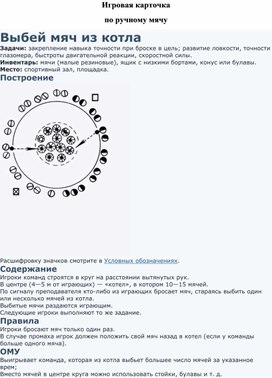 Игровая карточка "Выбей мяч из котла"