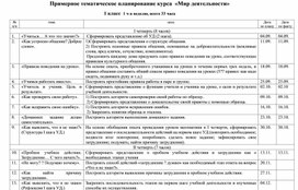 Тематическое планирование по внеурочной деятельности "Мир деятельности" 1 класс