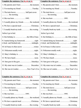 Обложка для материала Раздаточный материал к УМК "Spotlight 5", module 6. Round the clock (карточки на отработку темы "Preposition of time" и "Present Continuous")