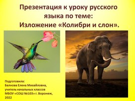 Презентация по русскому языку на тему: Изложение «Колибри и слон» (2 класс)