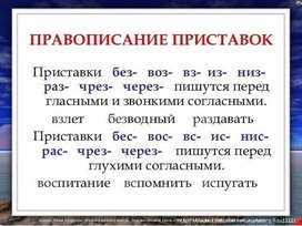 Обложка для материала правописание приставок