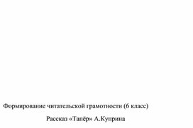 Задания по формированию читательской грамотности (Рассказ А.Куприна "Тапёр"