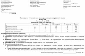 Календарно–тематическое планирование уроков русского языка 2 кл