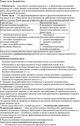 Обложка для материала Рынок труда