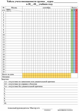 Табель учета посещаемости