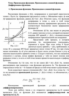 Обложка для материала Производная функции. Производная сложной функции. Дифференциал функции.