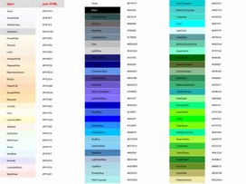 Номера цветов HTML