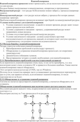 Лекция по операционным системам по теме: Взаимоблокировки