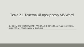 Обложка для материала Текстовый процессор MS Word