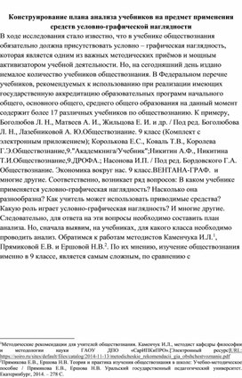 Построение плана анализа учебников на предмет применения условно-графической наглядности