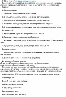 Обложка для материала Конспект в подготовительной группе "Что зима нам принесла"