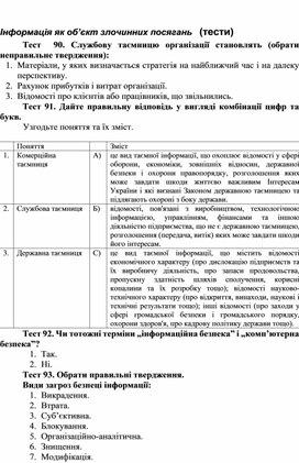 Обложка для материала Інформація як об’єкт злочинних посягань   (тести)