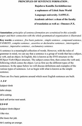 PRINCIPLES OF SENTENCE FORMATION .