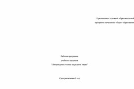 Рабочая программа по предмету "Родной русский язык"