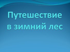 Обложка для материала Индивидуальная работа 6-ой класс "Путешествие в зимний лес"