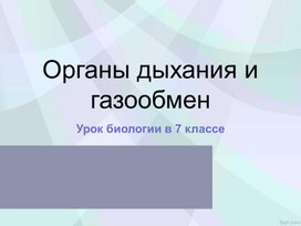 Органы дыхания и газообмен