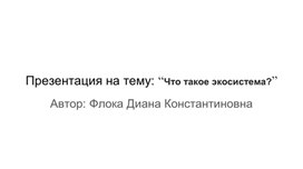 Презентация на тему: “Что такое экосистема?”