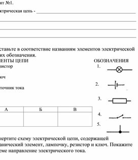 Обложка для материала Программируемый опрос по теме: "Электрическая цепь" 8 класс